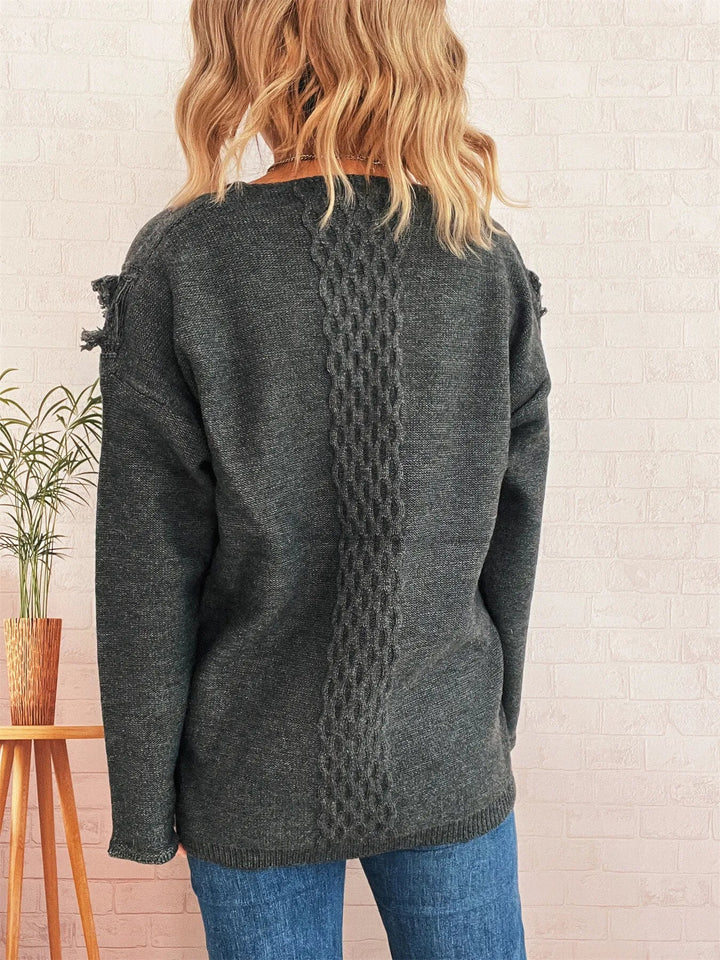 Raw Hem Lace Up Front Sweater