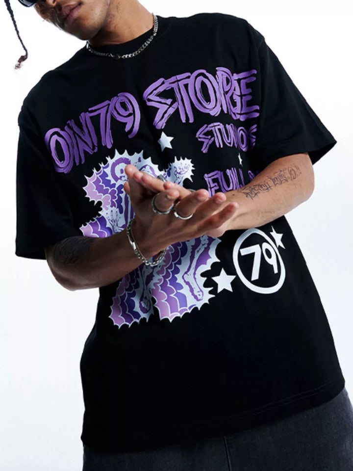 Men's Graphic Round Neck Short Sleeve T-Shirt
