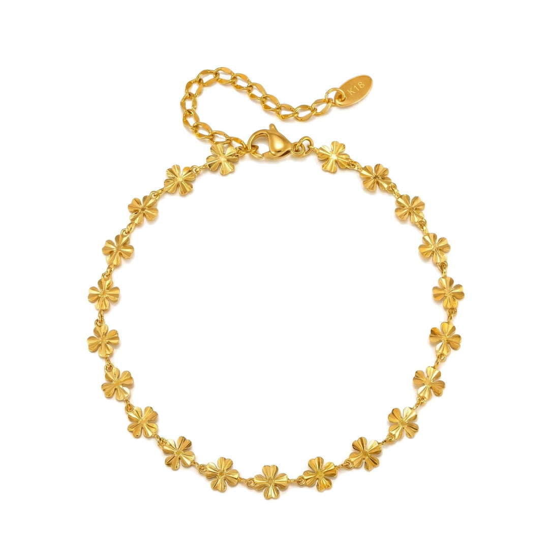 Womens Fashionable Stainless Steel Flower Anklet