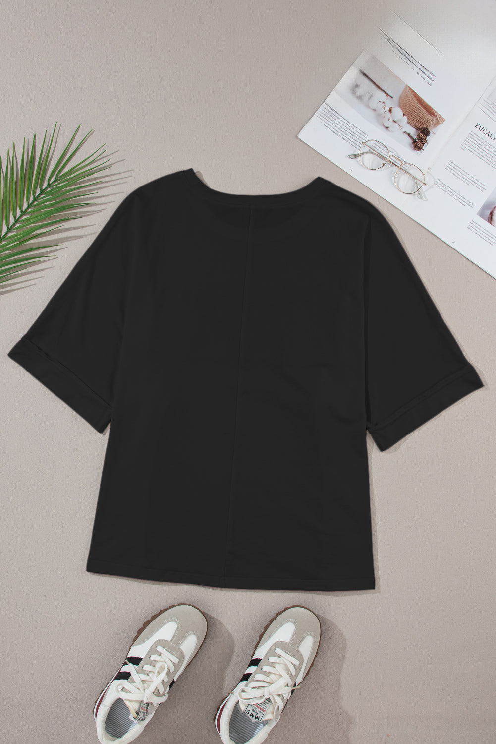 T-shirt ras du cou en chenille noire MAMA