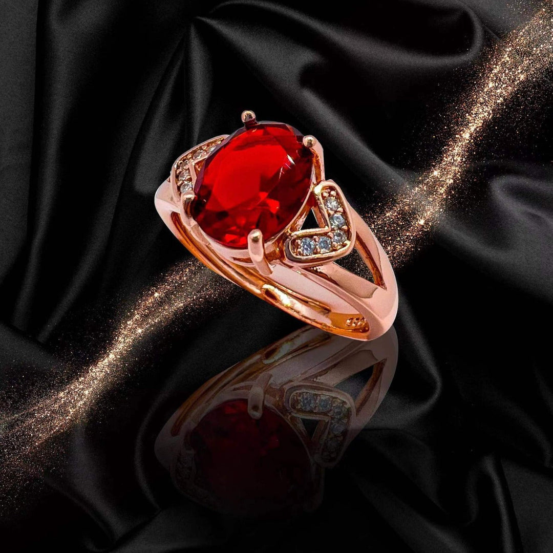 Women's Korean-style Red Tourmaline Colored Gemstone Pendant Necklace