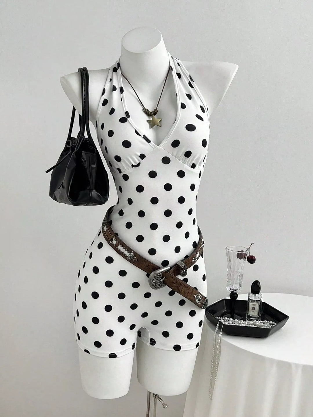 Polka Dot Halter Neck Romper