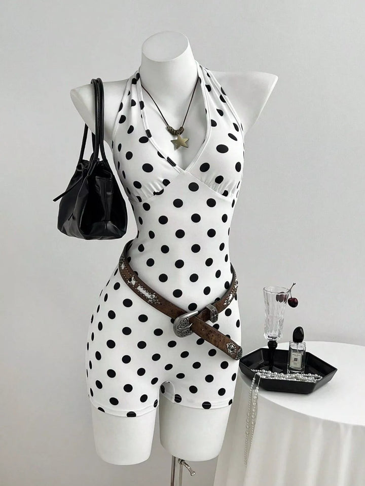 Polka Dot Halter Neck Romper