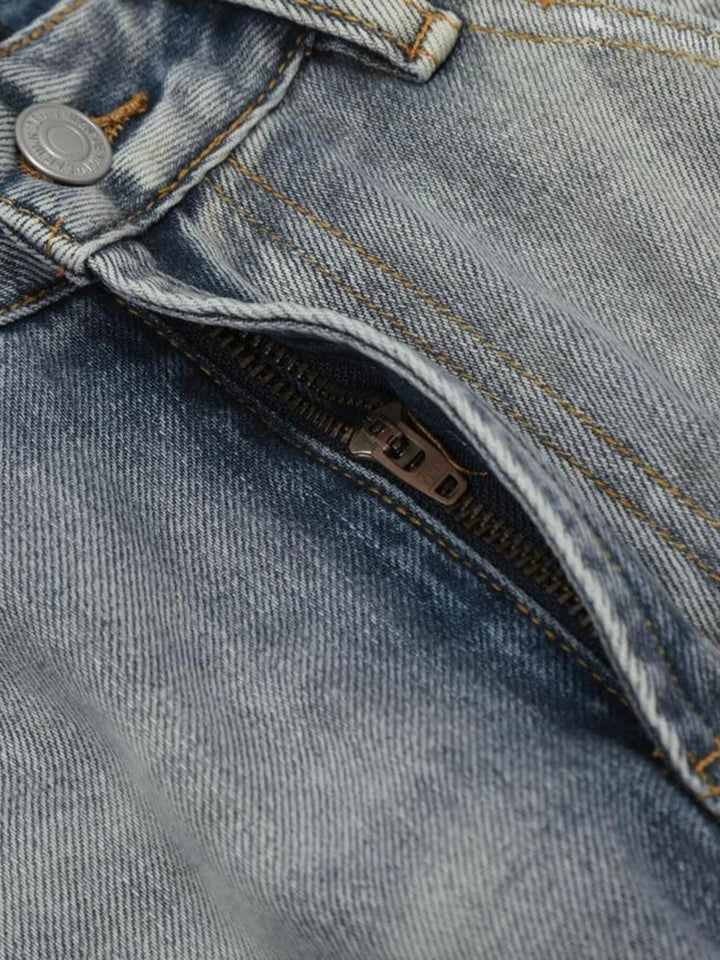Men's Vintage Washed Gradient Distressed Flare Jeans
