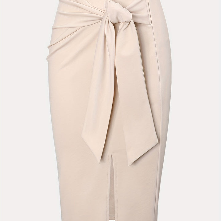 Elegant Monochrome High-waisted Knee-length Skirt For Women