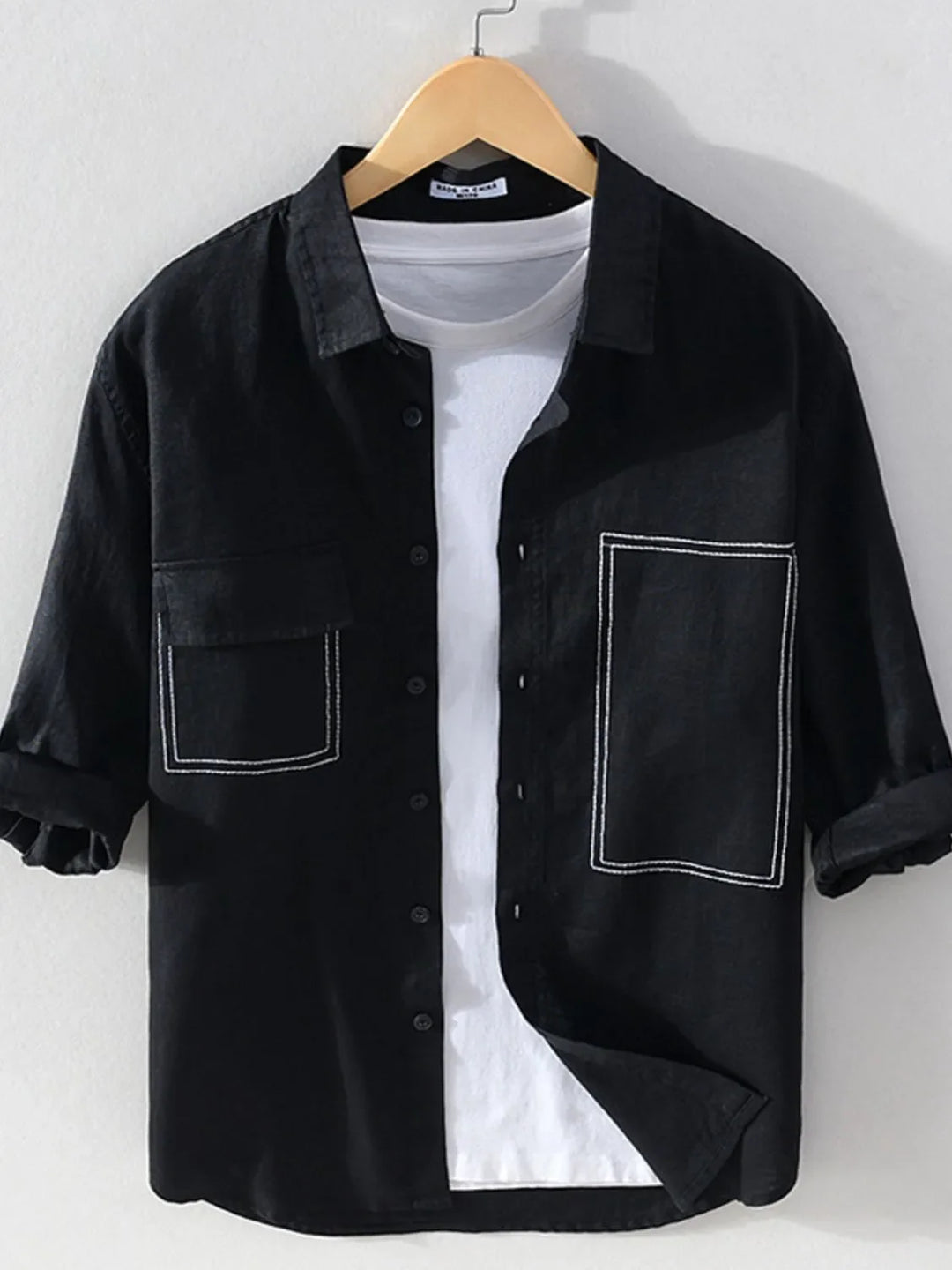 Men's Plus Size Button Up Pocketed Shirt