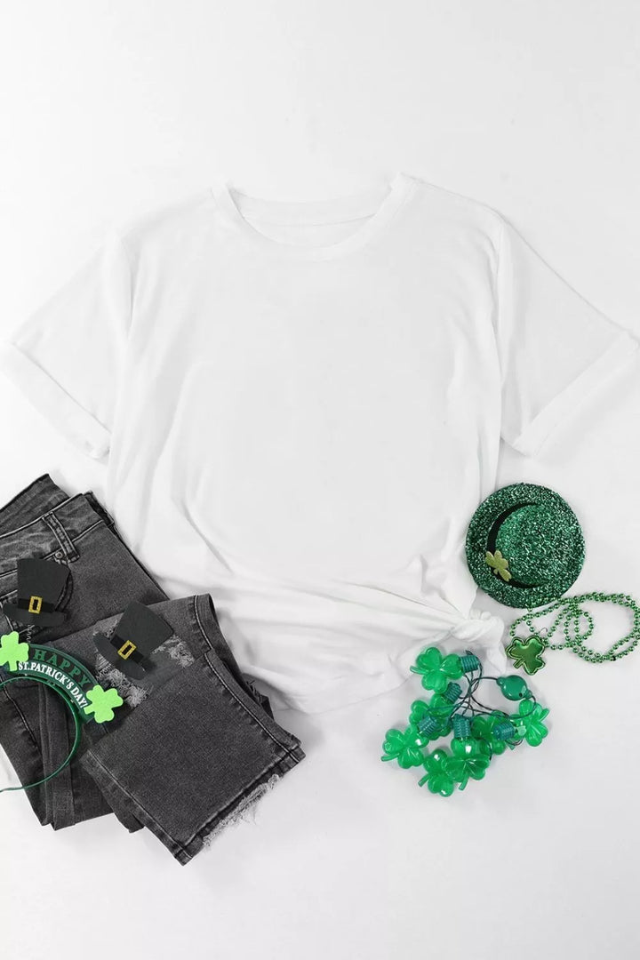 Round Neck Rolled Sleeve T-Shirt