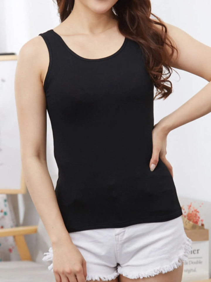 Full Size Scoop Neck Wide Strap Tank Plus Size