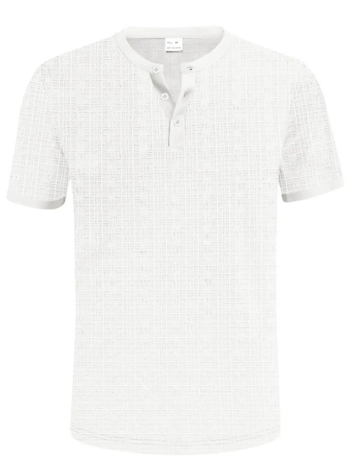 Men's Full Size Button Detail Short Sleeve Top Plus Size