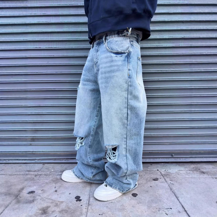 High-street American-style Ripped Jeans For Men
