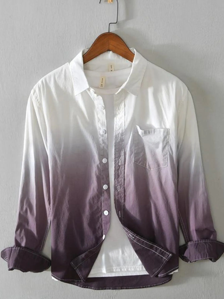 Men's Plus Size Gradient Button Up Long Sleeve Shirt