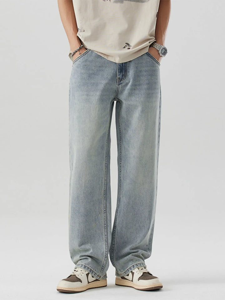 Men's Wash Wide Leg Jeans