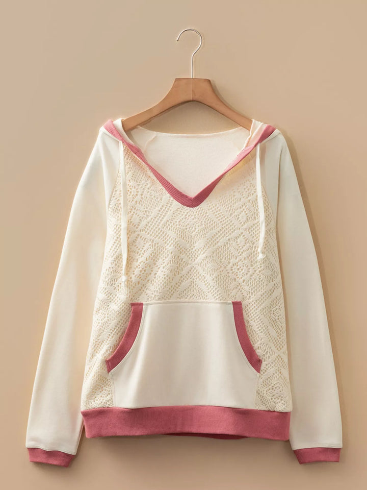 Crochet Panel Kangaroo Pocket Hoodie