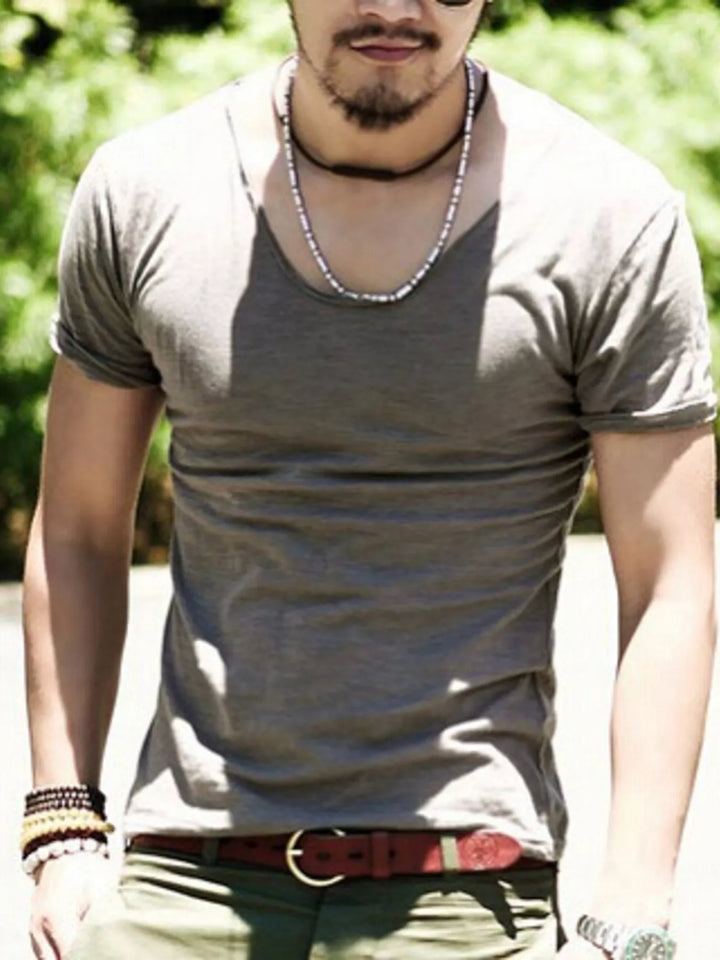 Men's Casual Solid Color Short Sleeve T-Shirt