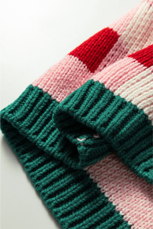 Christmas Plaid Bow Open Front Sweater Knit Cardigan