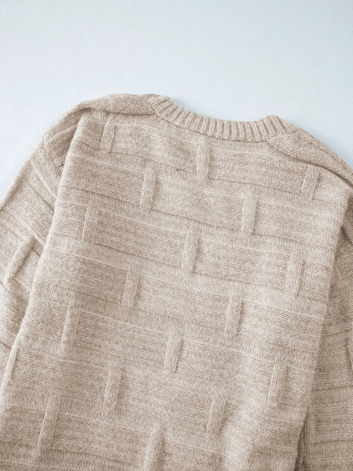 Textured Knit Open Front Cardigan with Pockets