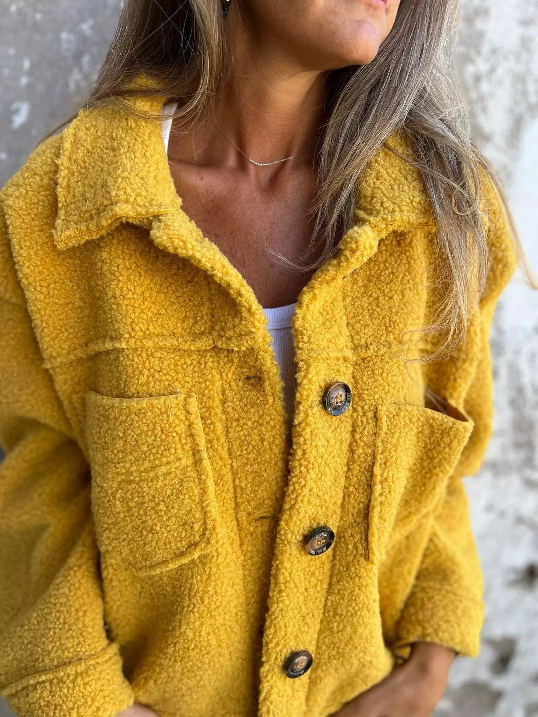 Full Size Single-Breasted Sherpa Shacket Plus Size