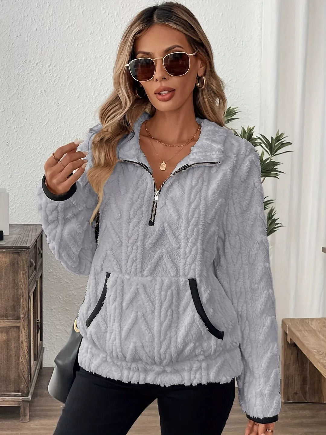 Cozy Sherpa Half Zip Sweatshirt