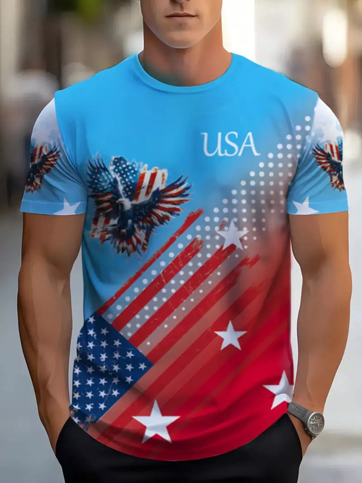 Men's Full Size Patriotic Eagle USA Graphic T-Shirt Plus Size