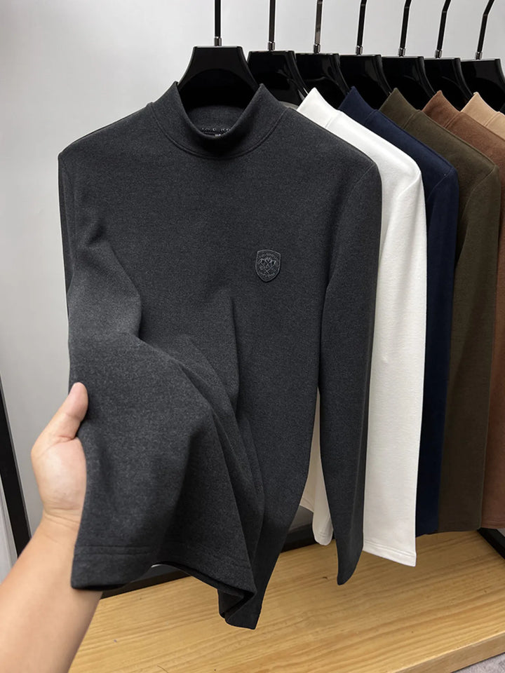 Men's Plus Size Mock Neck Long Sleeve T-Shirt