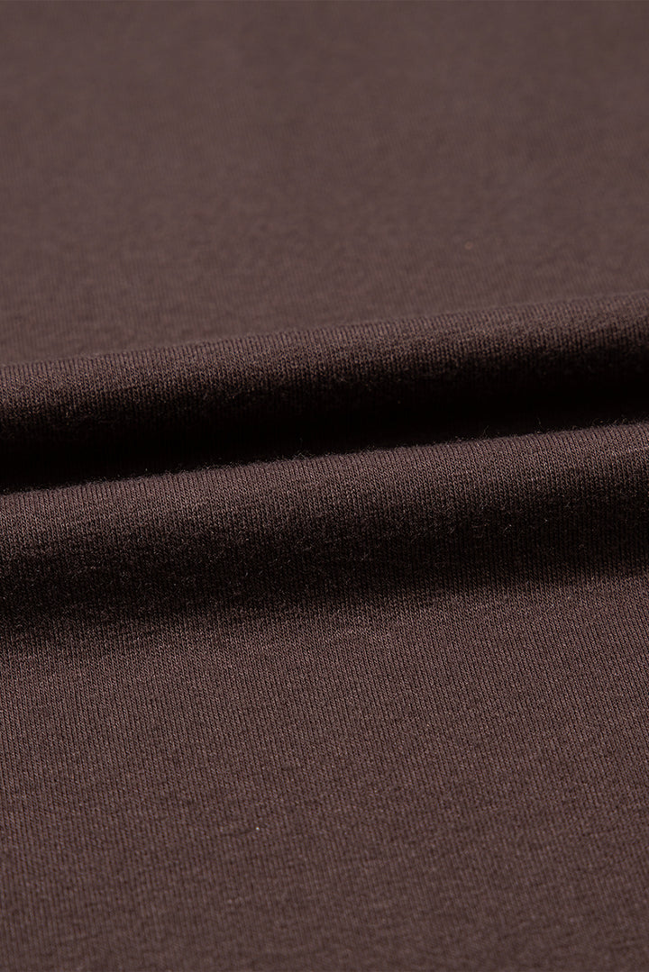 Dark Brown Contrast Lace Raglan Sleeve Pleated Detail Shift Dress