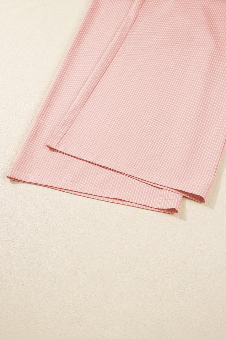 Pink Stripe Drawstring Plus Size Loose Pants