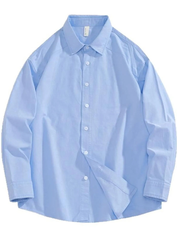Men's Plus Size Casual Solid Color Long Sleeve Shirt