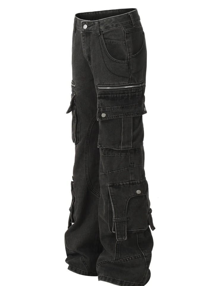 Men's Multi-Pocket Cargo Wide Leg Jeans