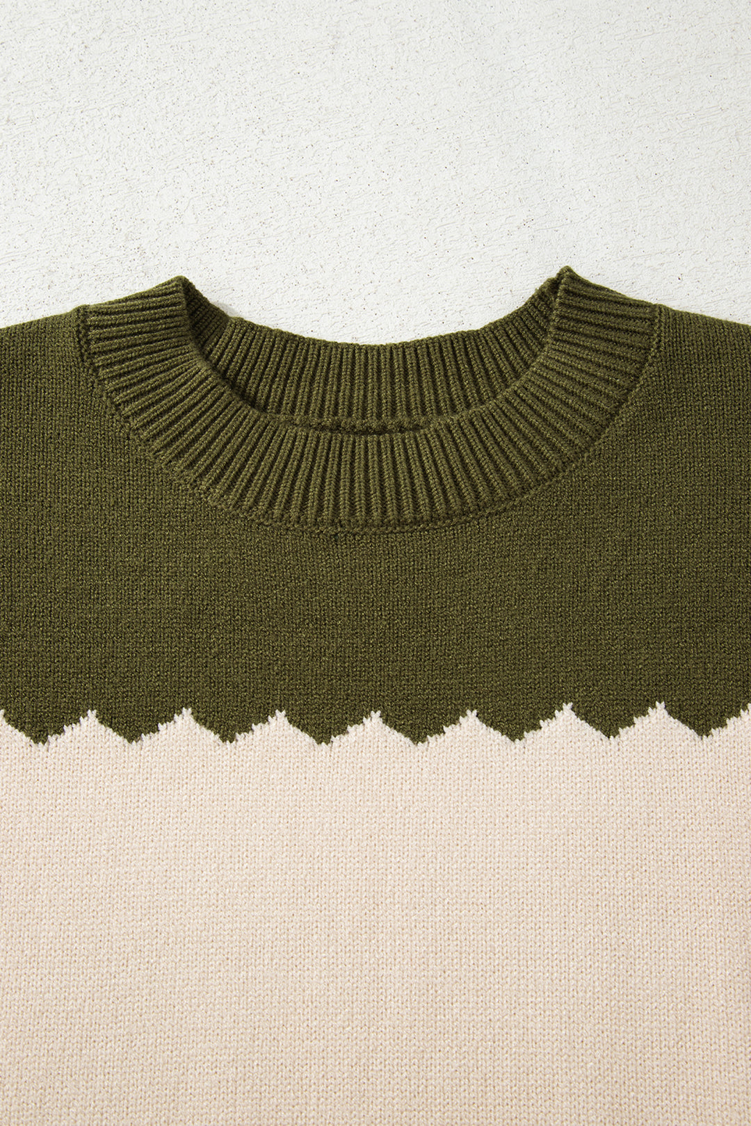 Brown Colorblock Crew Neck Drop Shoulder Sweater
