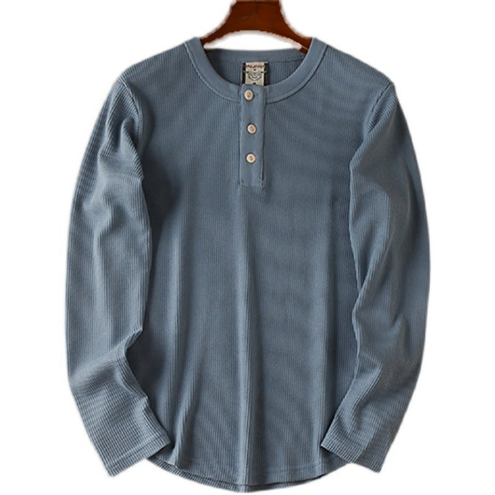 European And American Men's Cotton Waffle-Weave Long-Sleeve T-Shirt Base Layer