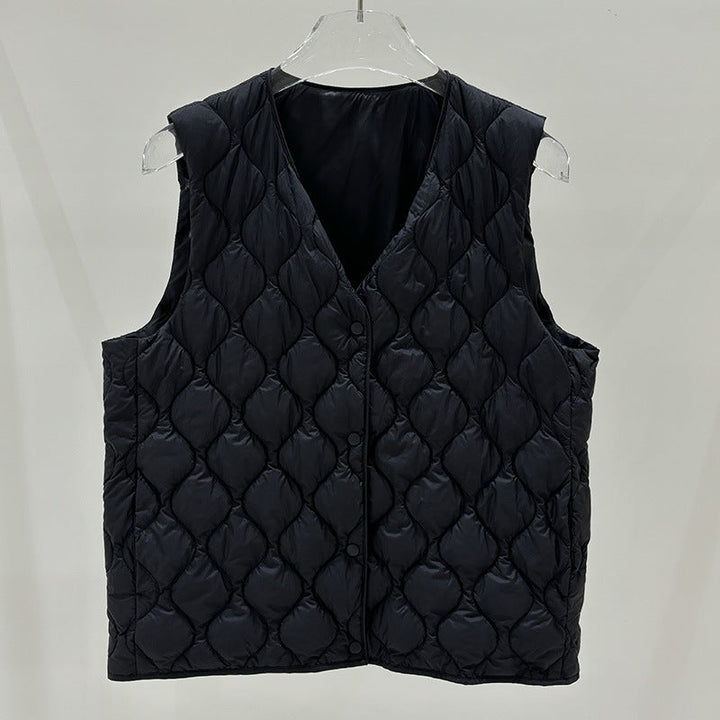 Layered Inner Wear, Short Round-neck Lightweight Down Vest Jacket