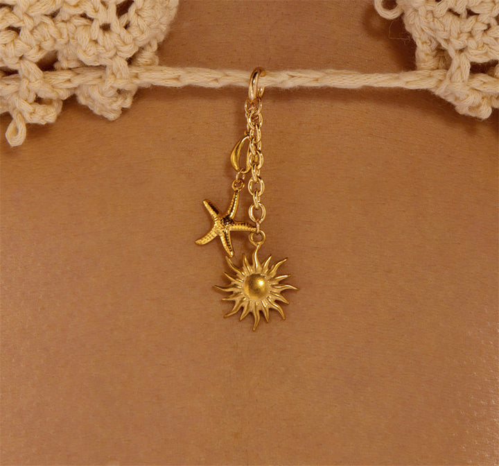 Stainless Steel Shell And Starfish Bikini Pendant Chest Clasp
