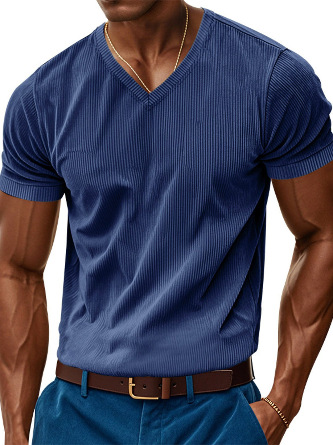 Men's Full Size V-Neck Slim Fit T-Shirt Plus Size