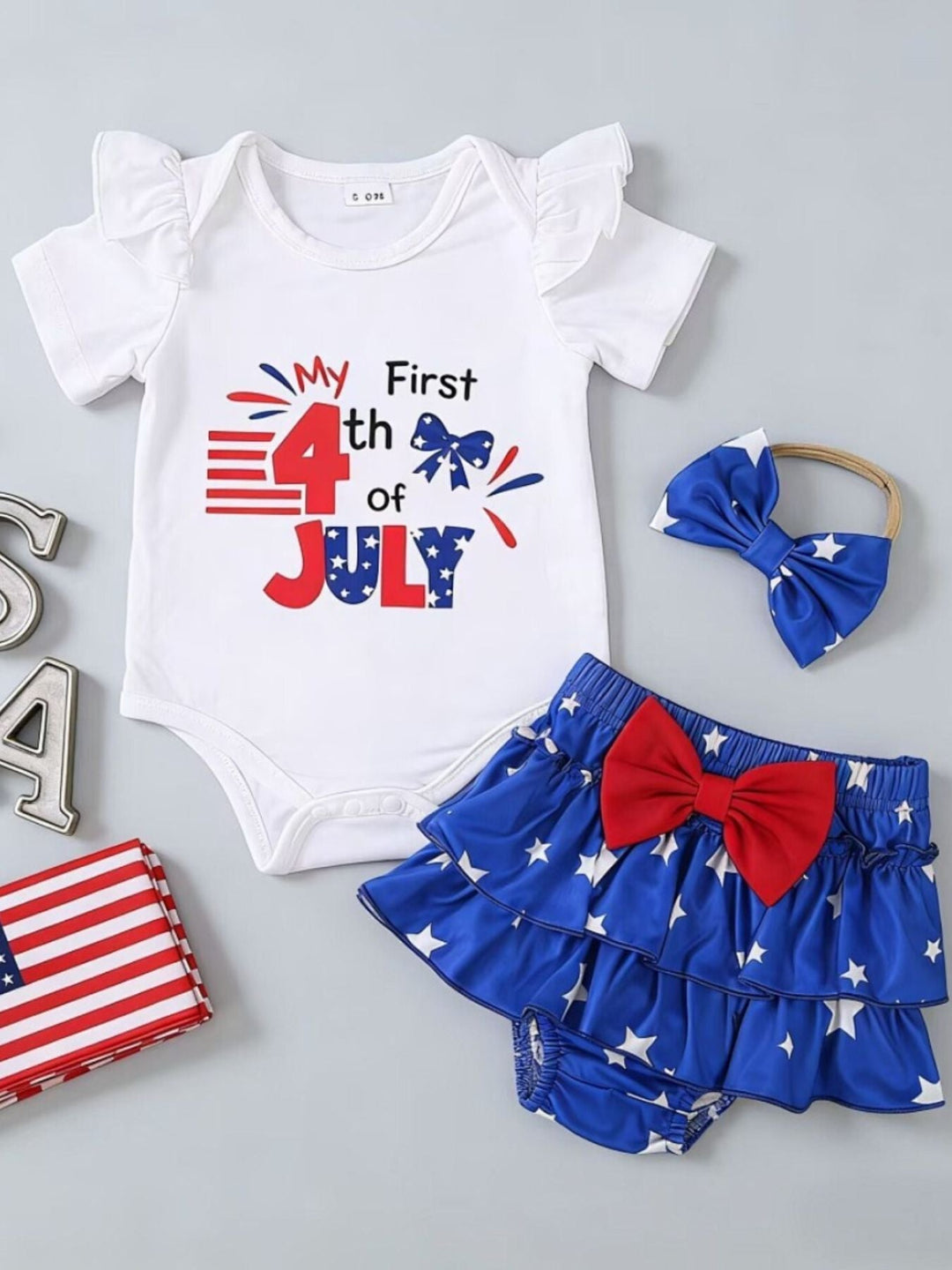 Children's Patriotic Print Three-Piece Set