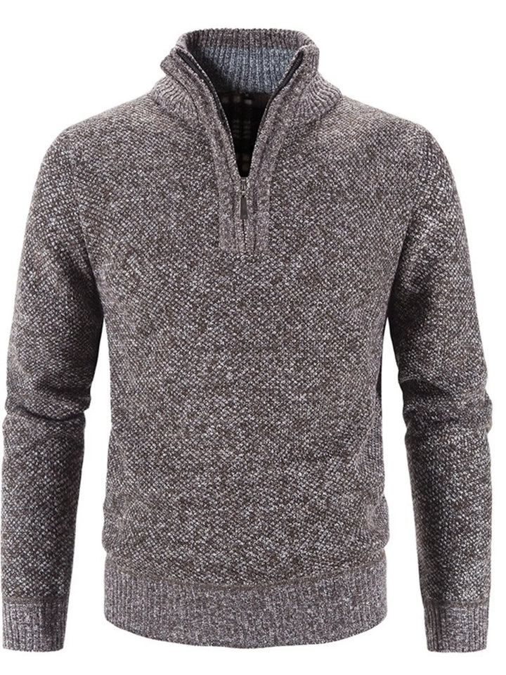 Men's Plus Size Quarter Zip Long Sleeve Sweater