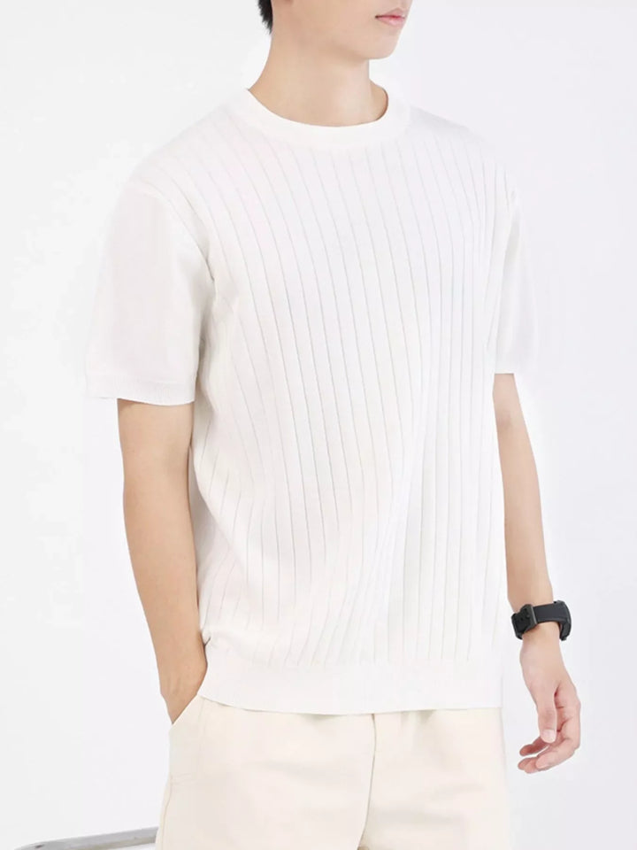 Men's Plus Size Ribbed Knit Slim Fit T-Shirt