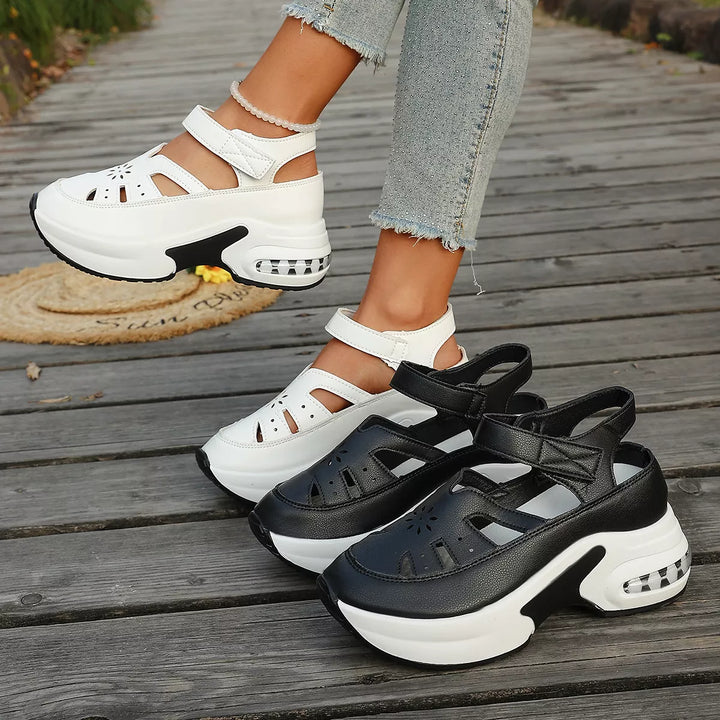 Cutout Round Toe Platform Sandals