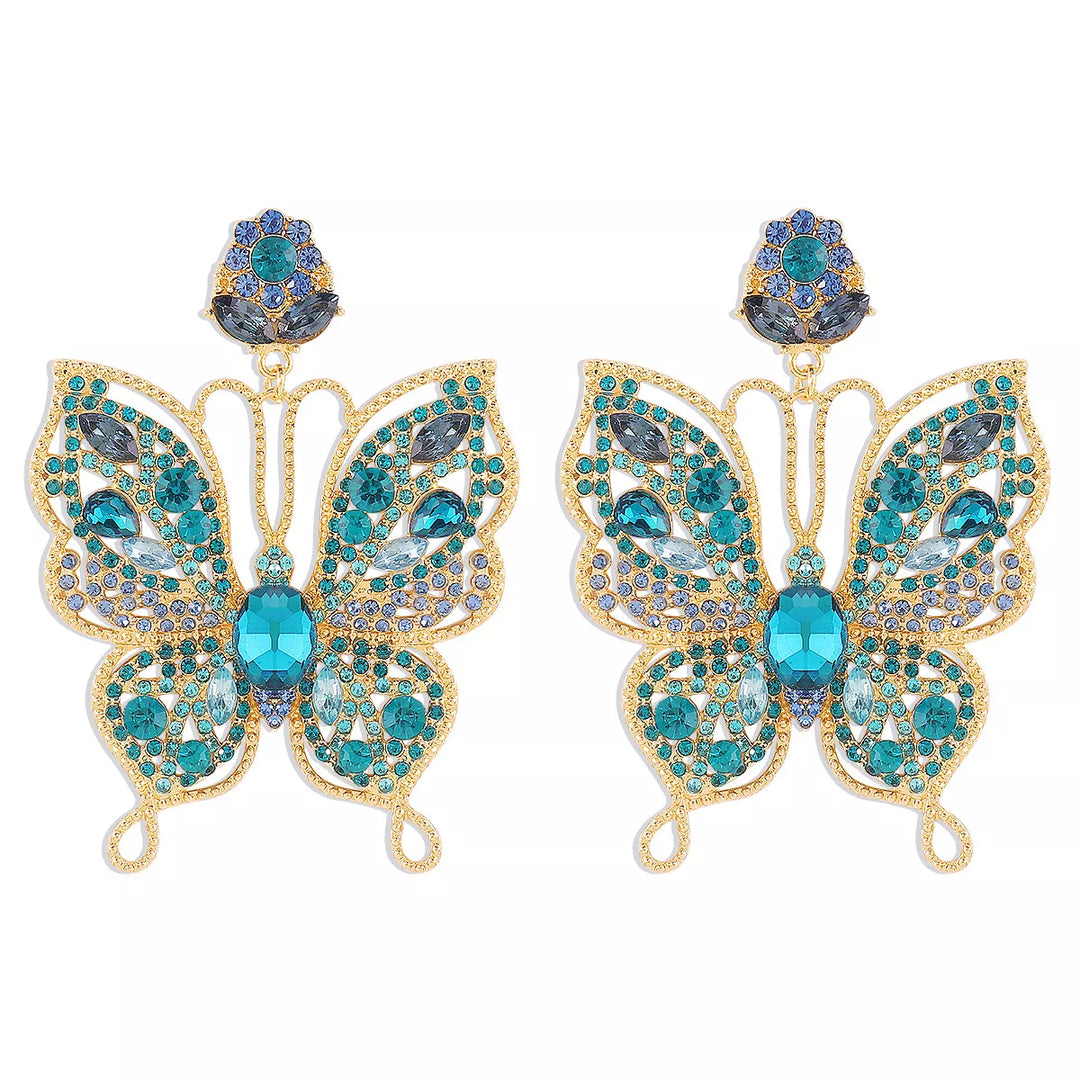 Butterfly Rhinestone Dangle Earrings