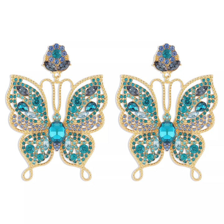 Butterfly Rhinestone Dangle Earrings