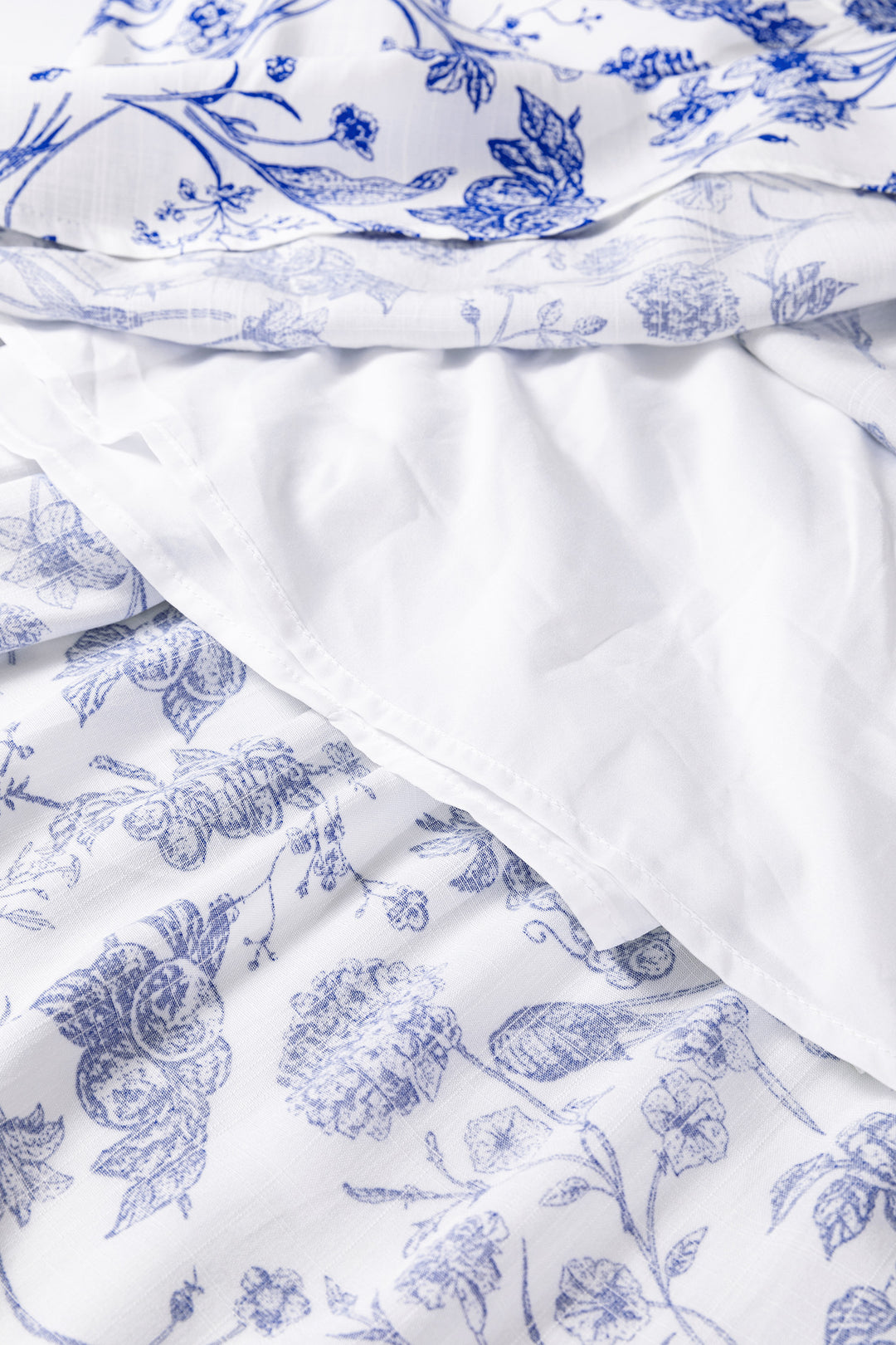 Blue Ruffled Short Sleeve Tiered Floral Midi Dress
