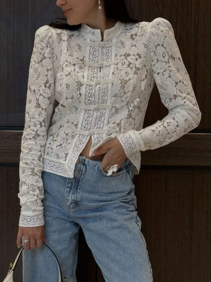 Lace Button-Up Shirt