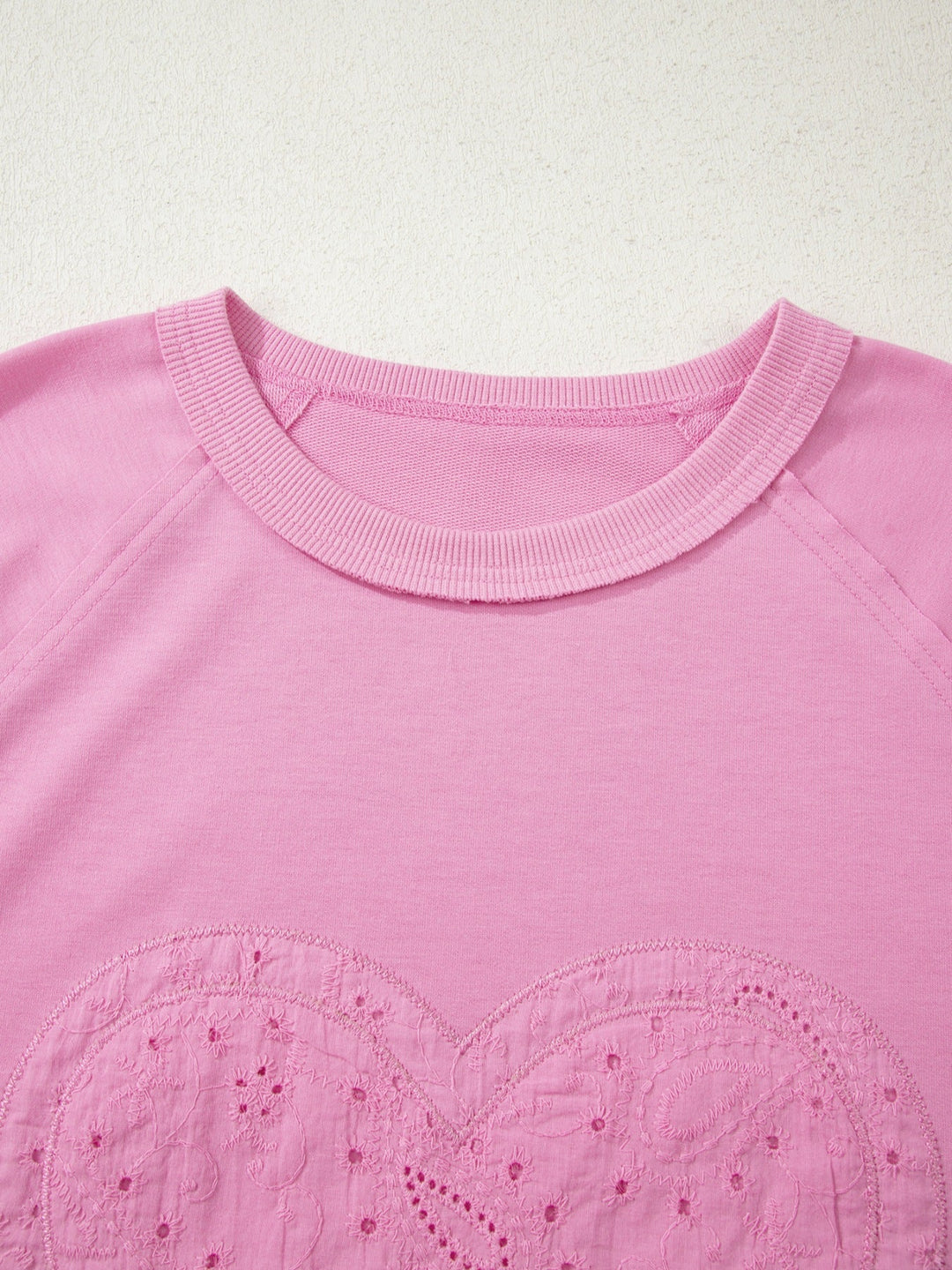 Heart Pattern Long Sleeve Patchwork Top