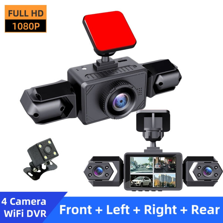 1080P High-definition Driving Recorder With Four Lenses, High-definition Night Vision, Front, Back, Left, Right Recording