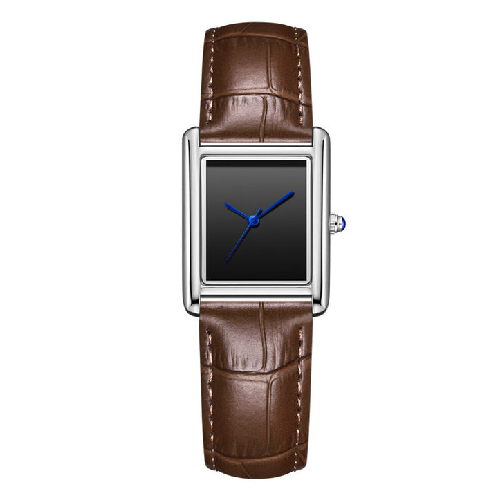 Couple Leather Watch Strap Simple Square Student's Watch Waterproof