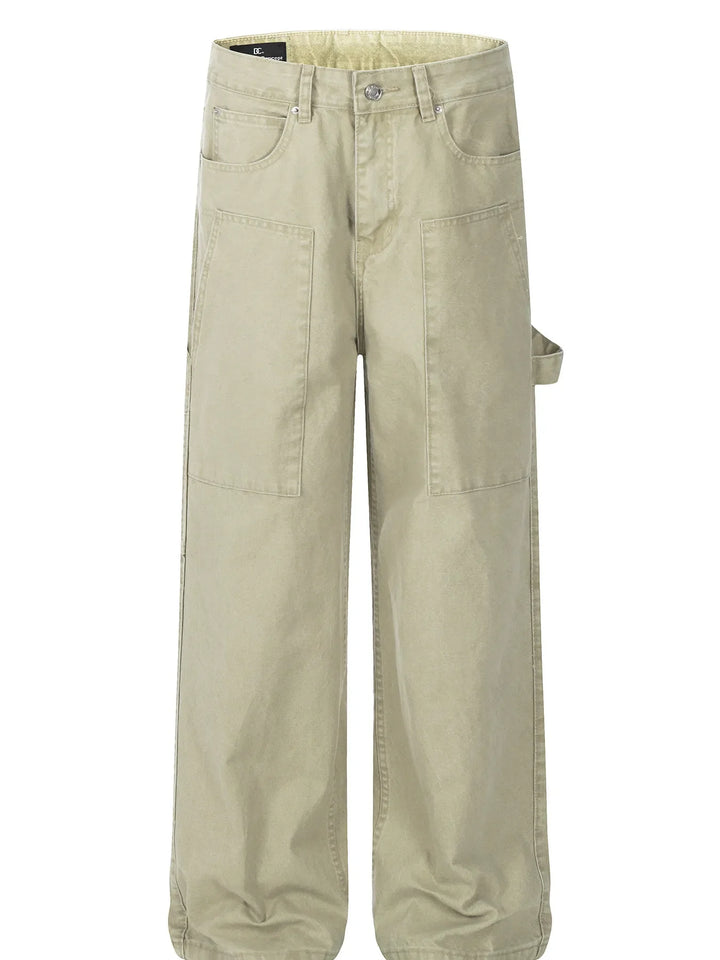 Men's Washed Cargo Wide Leg Jeans