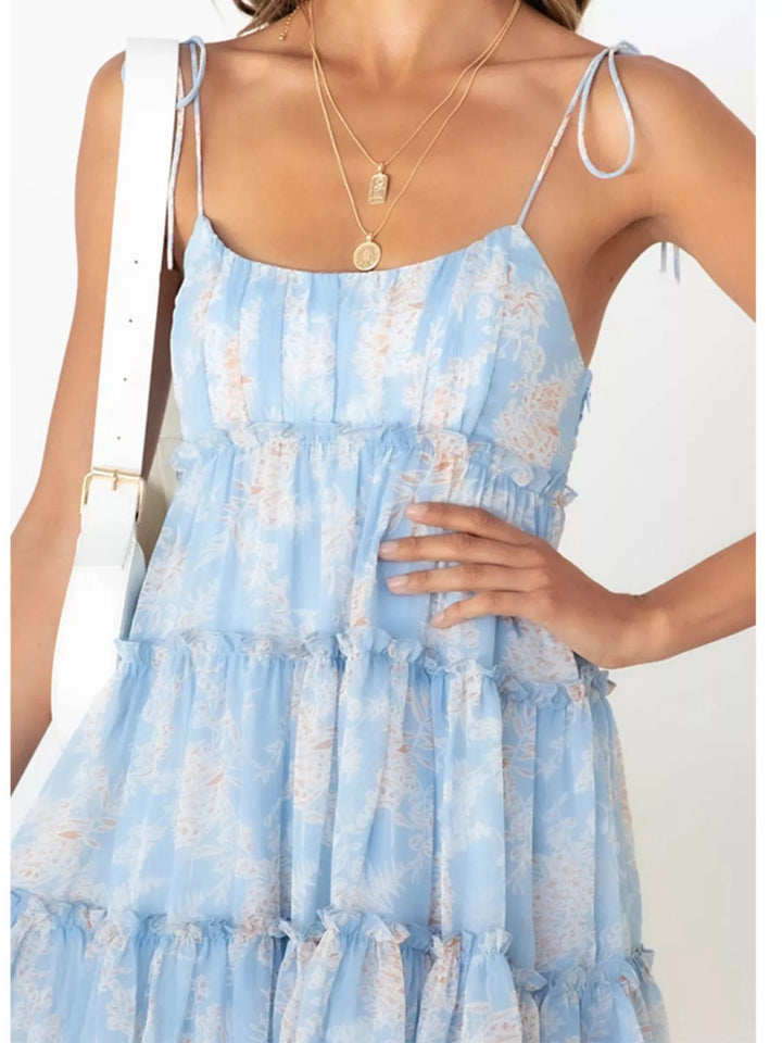 Floral Print Ruffle Tiered Mini Dress