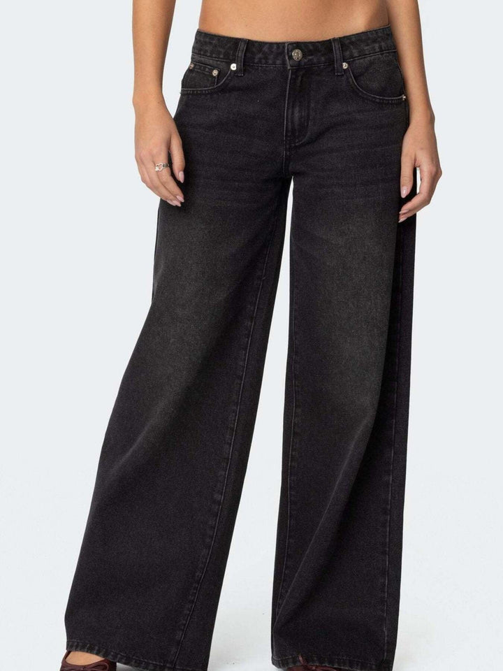 Vintage Wash Wide Leg Jeans