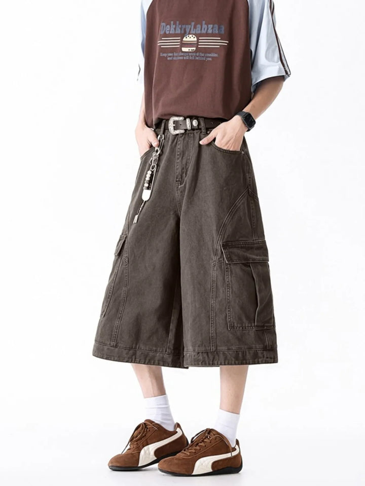 Men's Full Size Wide Leg Cargo Shorts Plus Size