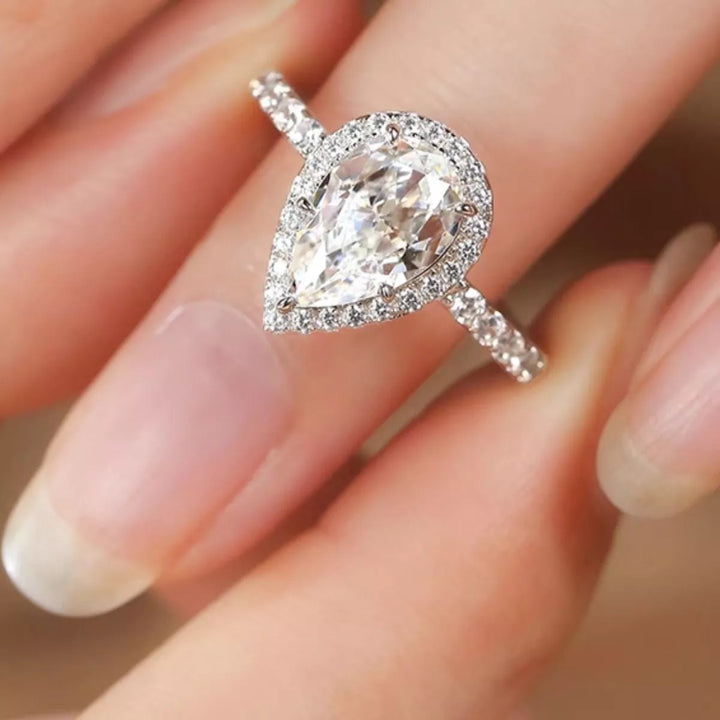 4 Carat 925 Sterling Silver Moissanite Teardrop Ring