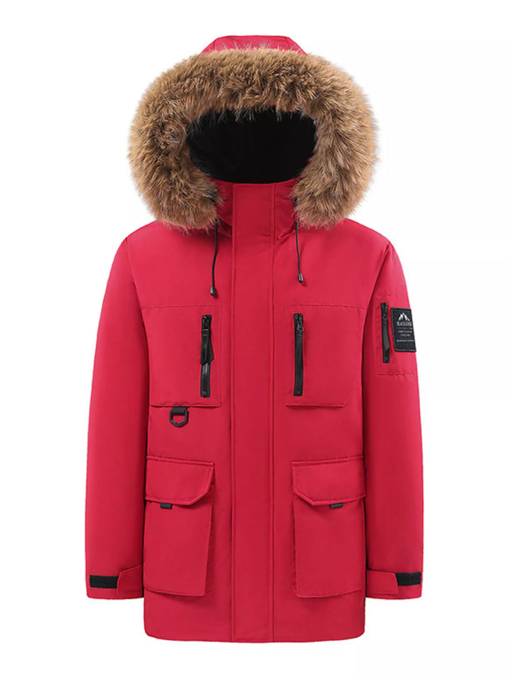 Men's Full Size Fur Hooded Winter Parka Coat Plus Size